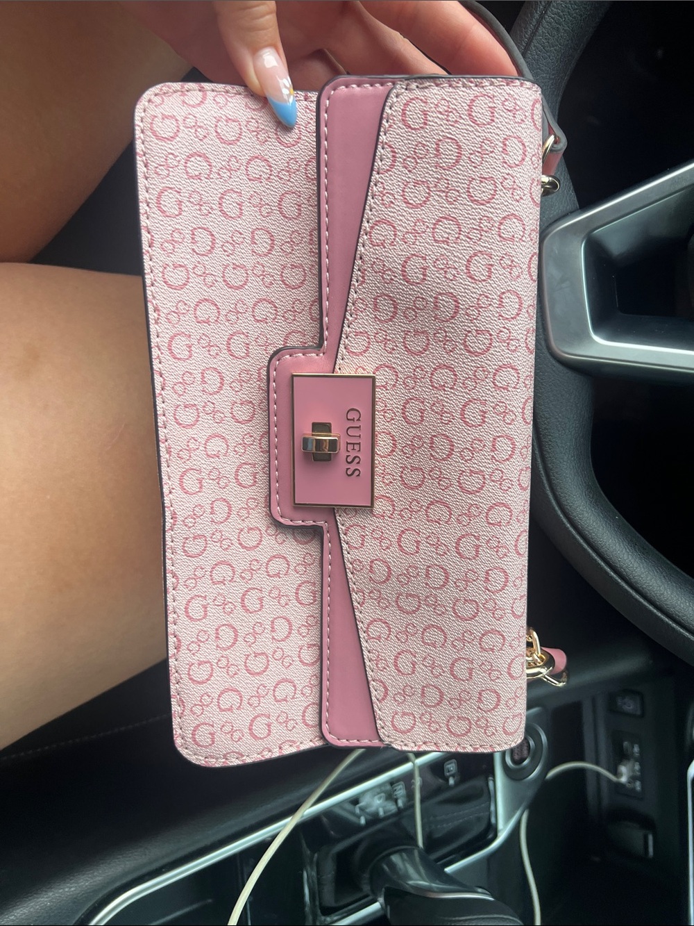 Guess Pink Logo Crossbody Bag